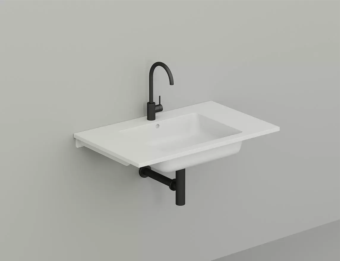 Раковина подвесная Salini Onda S-Stone 80 см 1402201M из искусственного камня, белая матовая, с донным клапаном