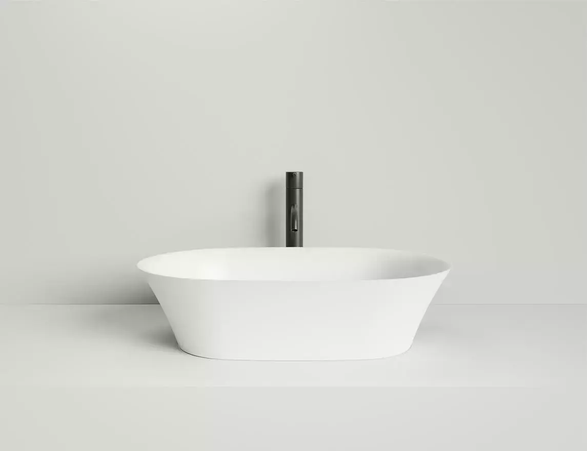 Раковина накладная Salini Mona S-Sense 60 см 110811G из литьевого мрамора, белая глянцевая