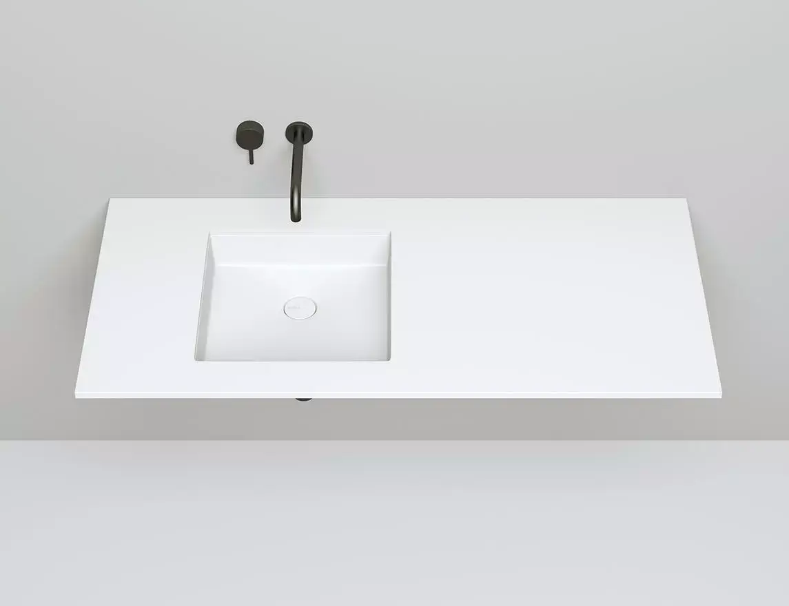 Раковина встраиваемая снизу Salini Marea 07 S-Stone 42 см 1802207M из искусственного камня, белая матовая