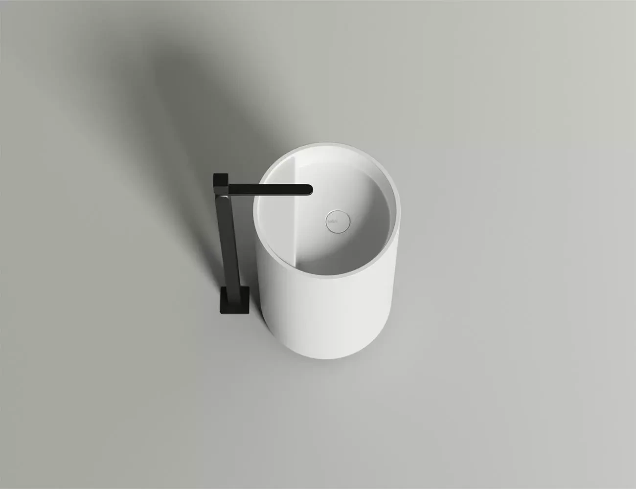 Раковина напольная Salini Armonia Top 01 S-Sense 45 см 130114G из литьевого мрамора, глянцевая белая, с донным клапаном, без о