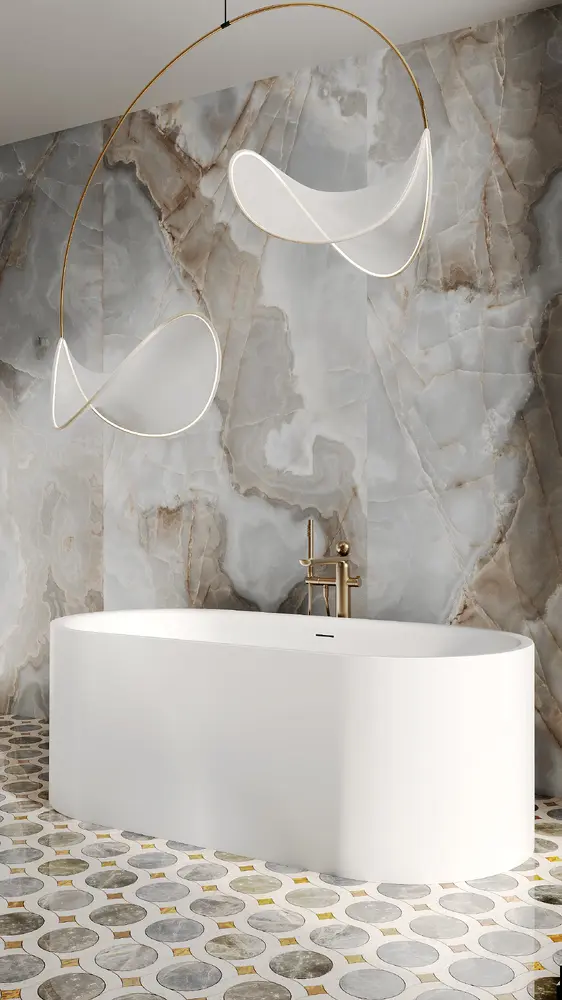Ванна из литьевого мрамора Salini Perla S-Sense 170x80 1049101G отдельностоящая, белая глянцевая