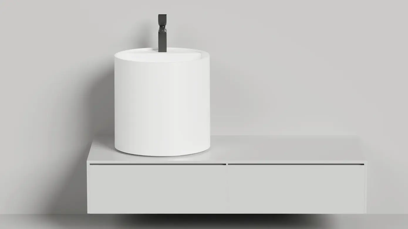 Раковина накладная Salini Armonia Round Top 03 S-Stone 130423TM белая матовая