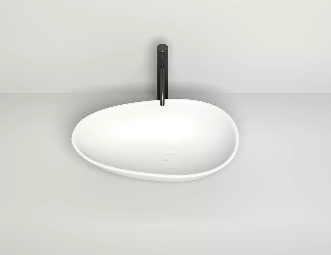 Раковина накладная Salini Paola S-Sense 58 см 101101G из литьевого мрамора, глянцевая белая