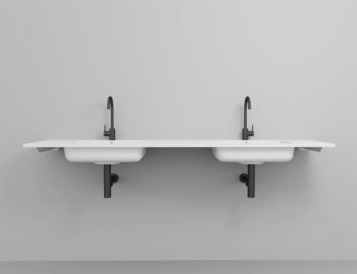 Раковина подвесная Salini Onda S-Stone 180 см 1402202M из искусственного камня, белая матовая, с донным клапаном