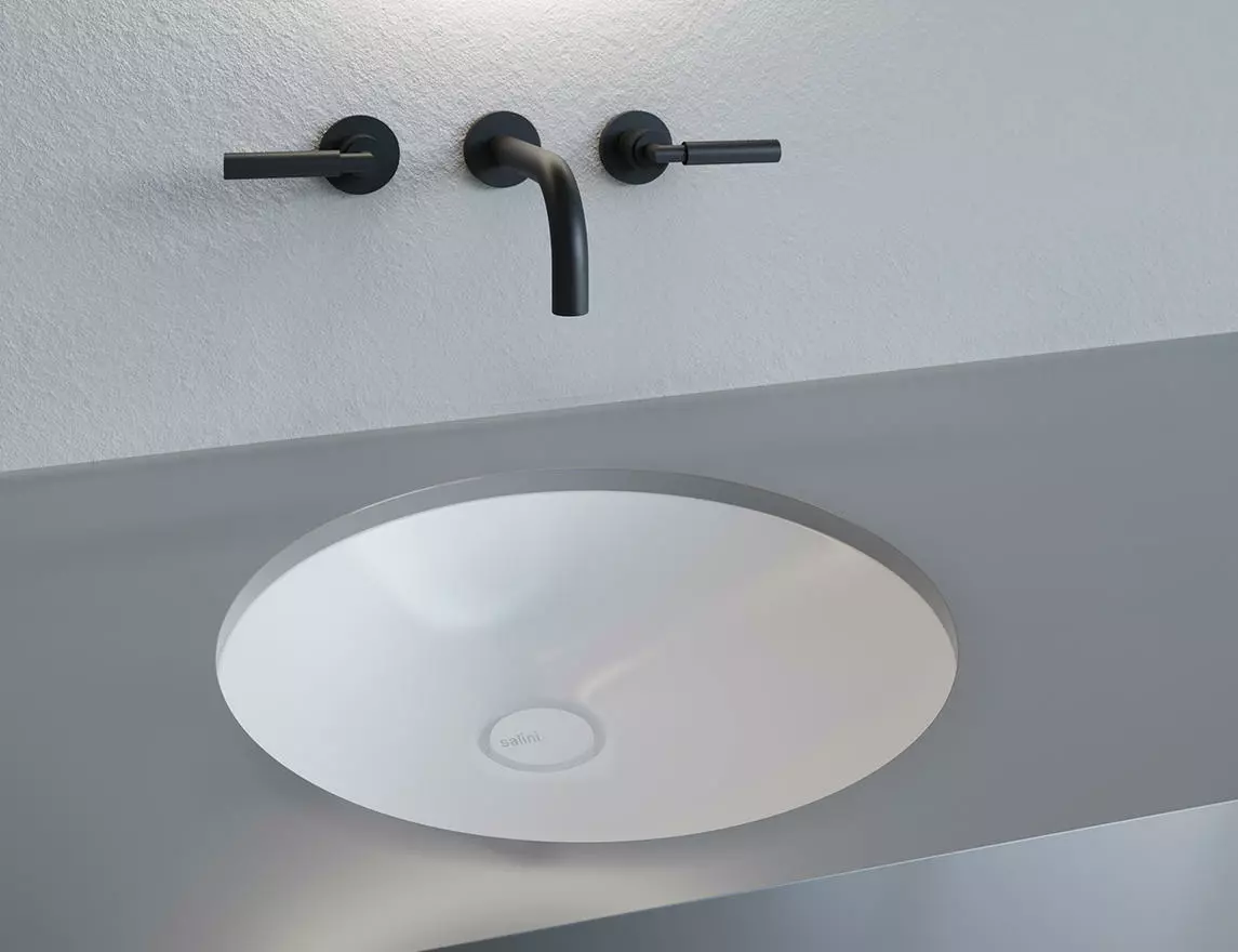 Раковина встраиваемая снизу Salini Marea 08 S-Stone 42 см 1802208M из искусственного камня, белая матовая