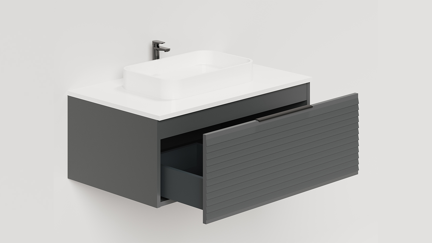 Тумба подвесная TOUCH 80х50х32 см, матовая эмаль Anthracite T800H1A