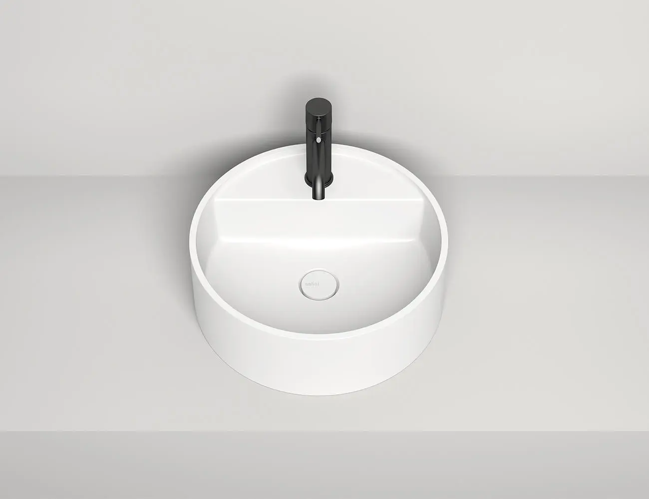 Раковина накладная Salini Armonia Top 02 S-Sense 45 см 130116G из литьевого мрамора, белая глянцевая, без отверстия под смесит