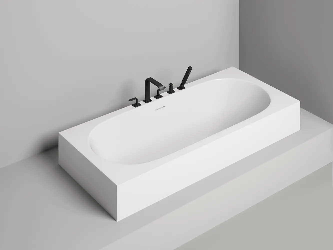 Ванна из литьевого мрамора Salini Ornella Axis Kit S-Sense 190х90 103512G белая глянцевая, встраиваемая