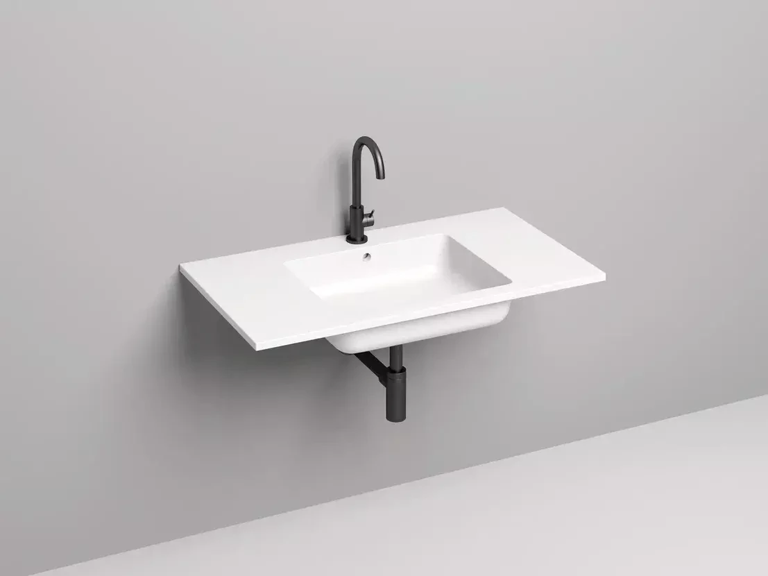 Раковина подвесная Salini Onda S-Stone 80 см 1402201M из искусственного камня, белая матовая, с донным клапаном