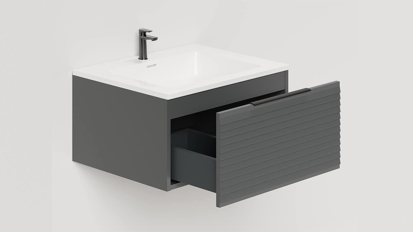 Тумба подвесная TOUCH 60х50х32 см, матовая эмаль Anthracite T600H1A