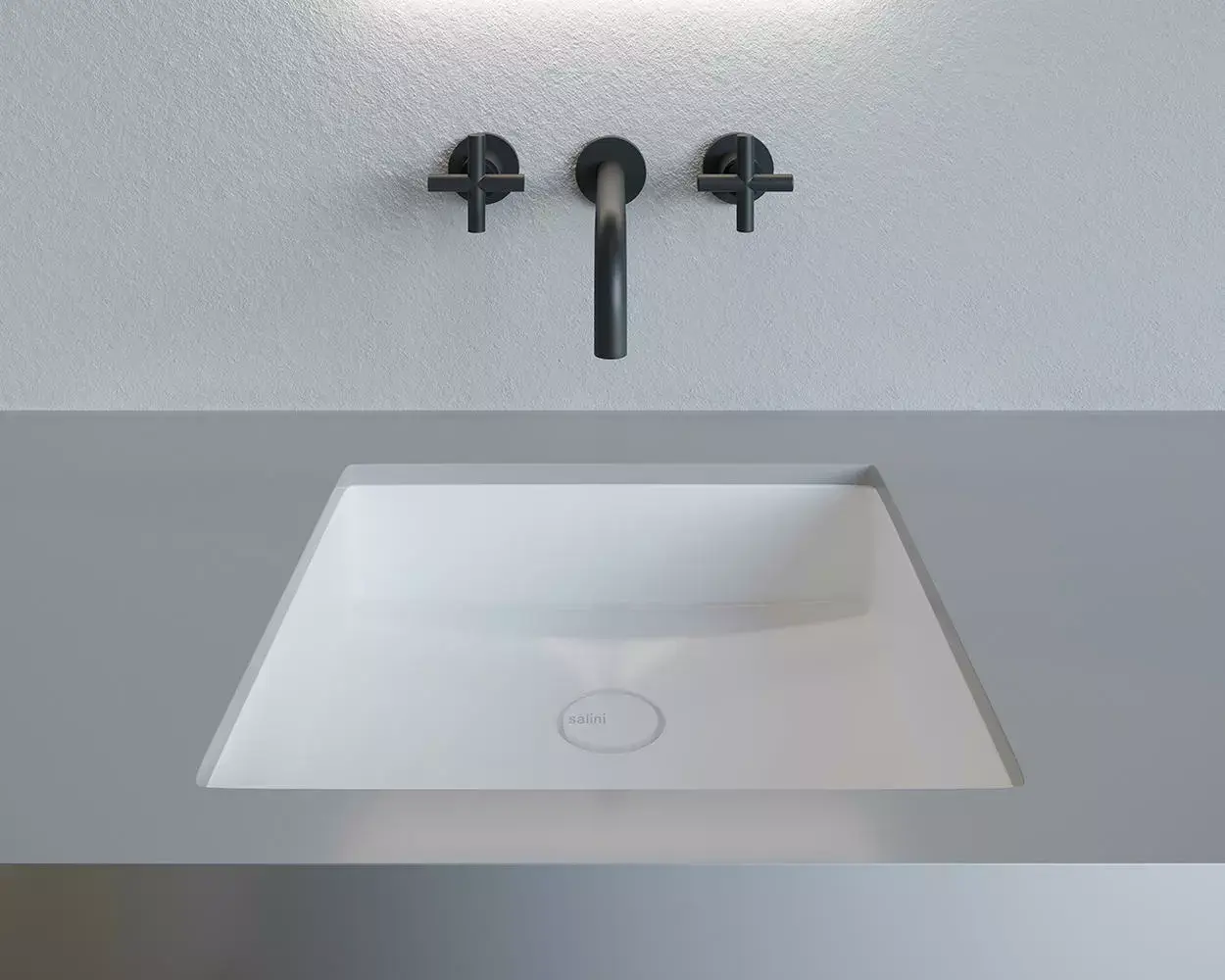 Раковина встраиваемая снизу Salini Marea 07 S-Stone 42 см 1802207M из искусственного камня, белая матовая