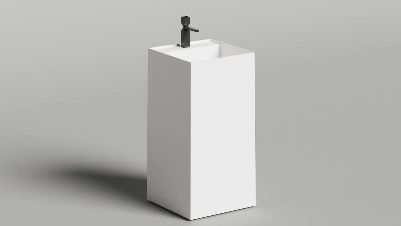 Раковина напольная Salini Armonia Square Top 01 S-Sense130511TG белая глянцевая, без отверстия под смеситель