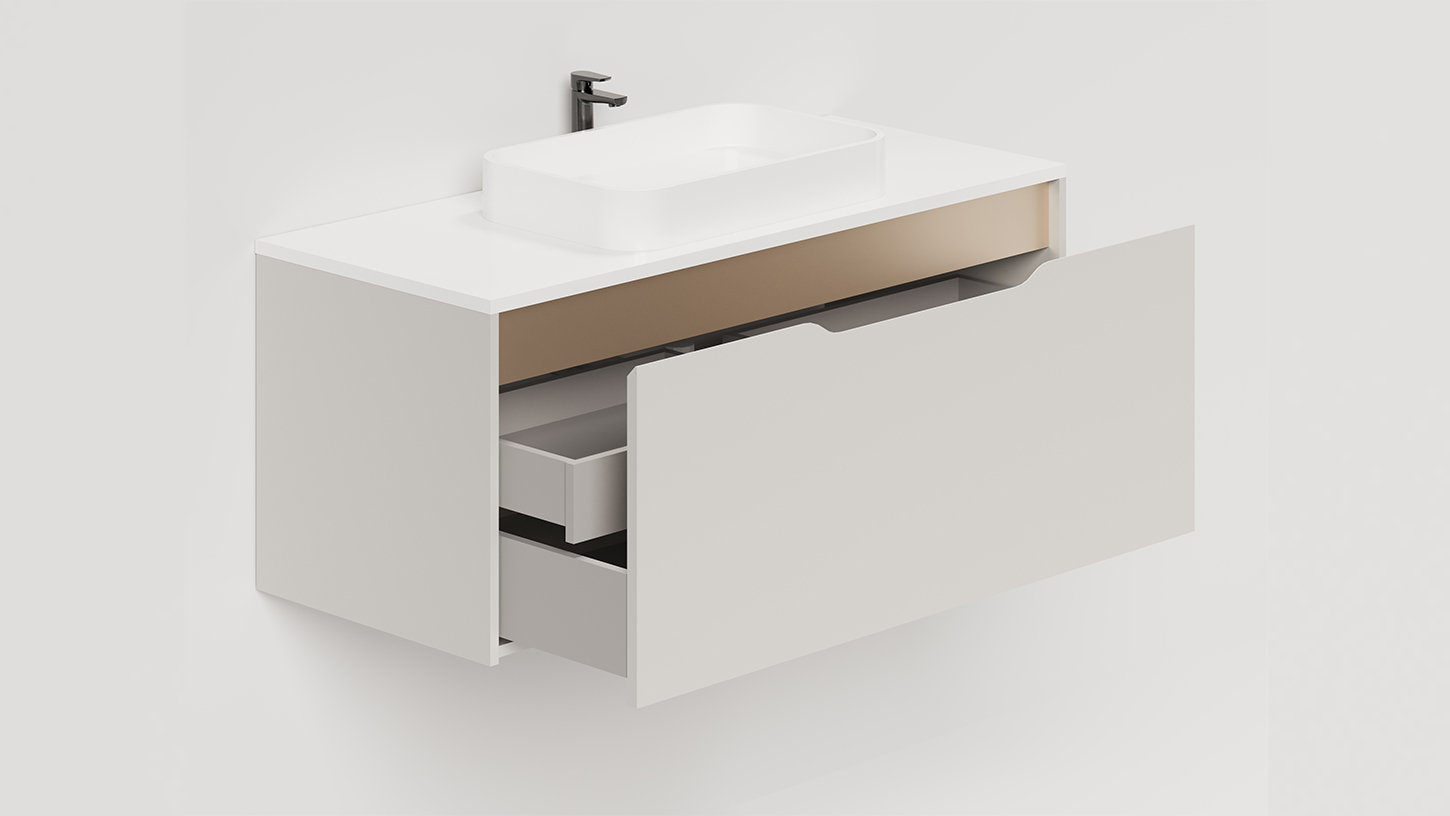 Тумба подвесная SMILE 100х50 МДФ эмаль Сreamy	 S1000C