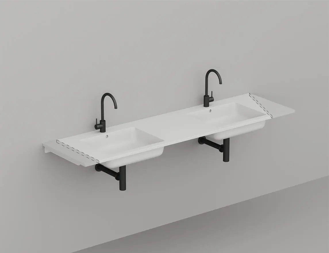 Раковина подвесная Salini Onda S-Stone 180 см 1402202M из искусственного камня, белая матовая, с донным клапаном