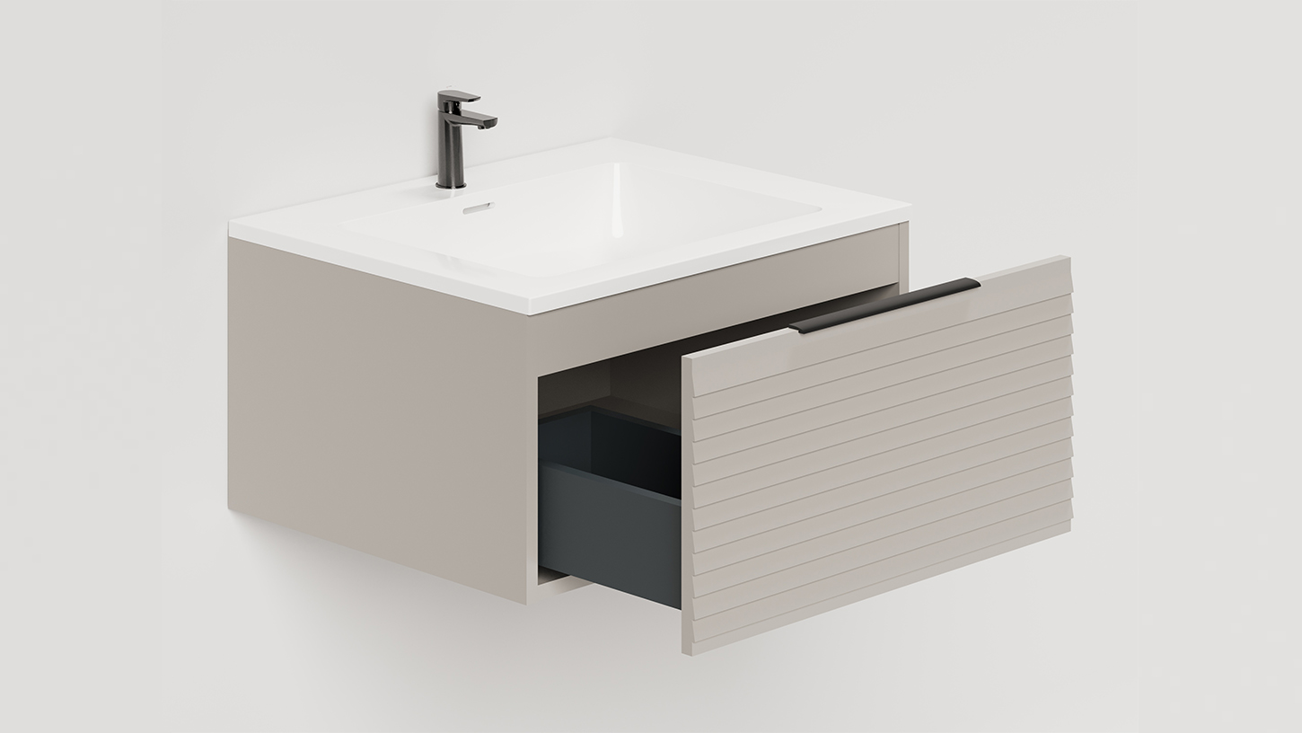 Тумба подвесная TOUCH 60х50х32 см, матовая эмаль Grey T600H1G