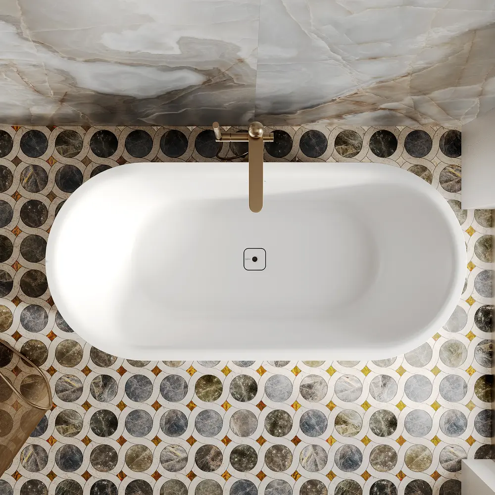 Ванна из искусственного камня Salini Perla S-Stone 170x80 1049201M отдельностоящая, белая матовая