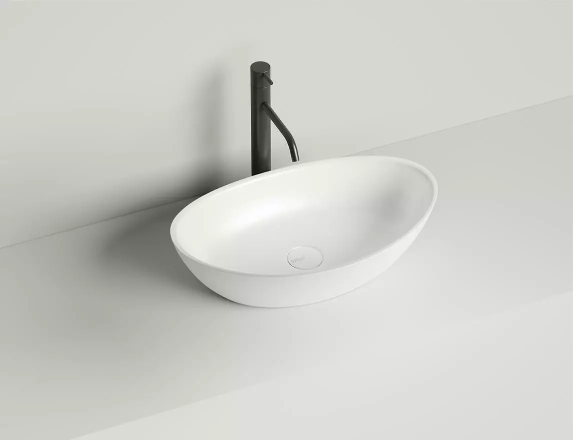 Раковина накладная Salini Noemi S-Sense 56 см 1101103G из литьевого мрамора, глянцевая белая