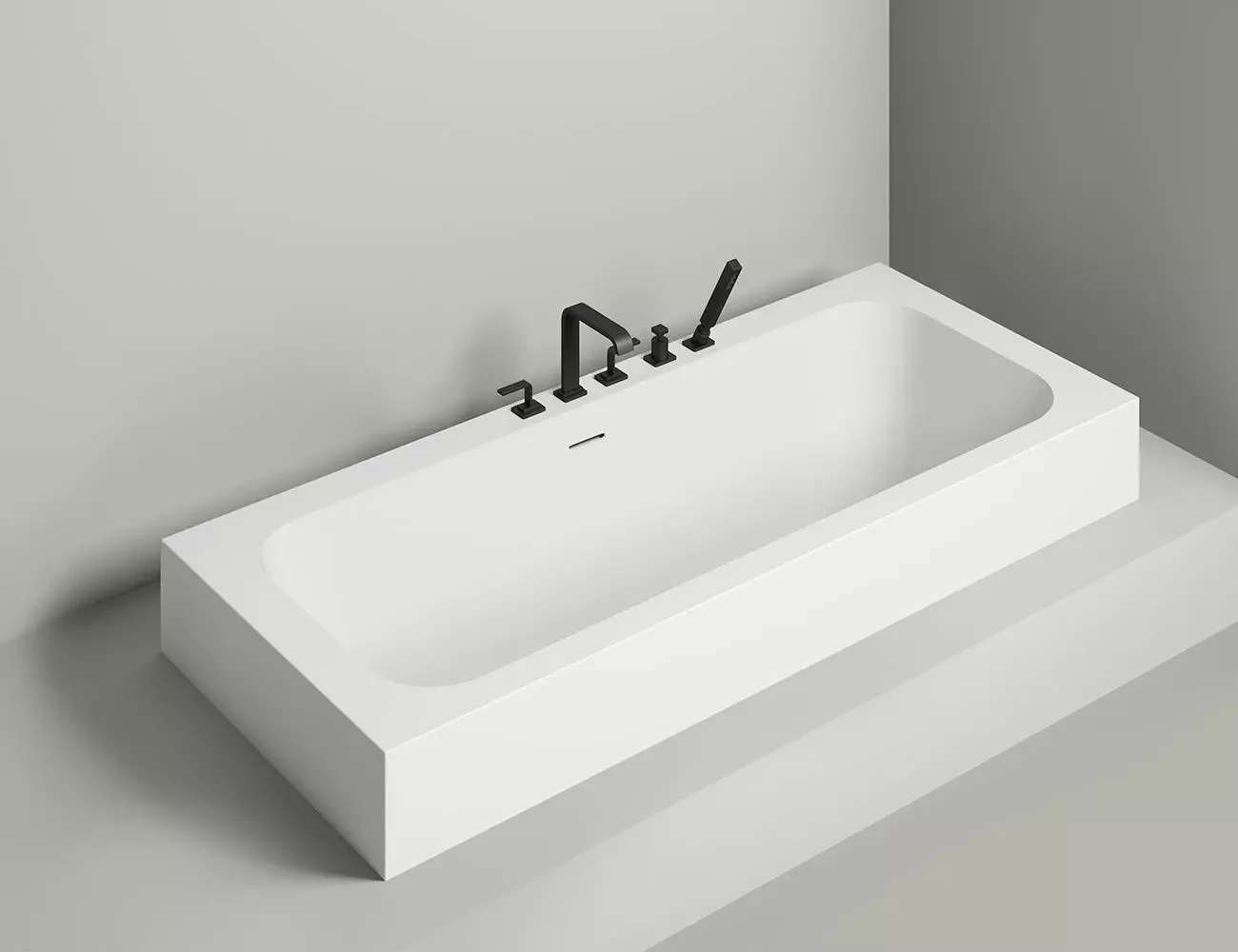 Ванна из литьевого мрамора Salini Orlanda Axis Kit S-Sense 180х80 103312G белая глянцевая, встраиваемая