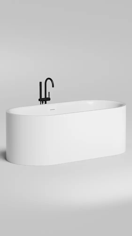 Ванна из искусственного камня Salini Perla S-Stone 170x80 1049201M отдельностоящая, белая матовая