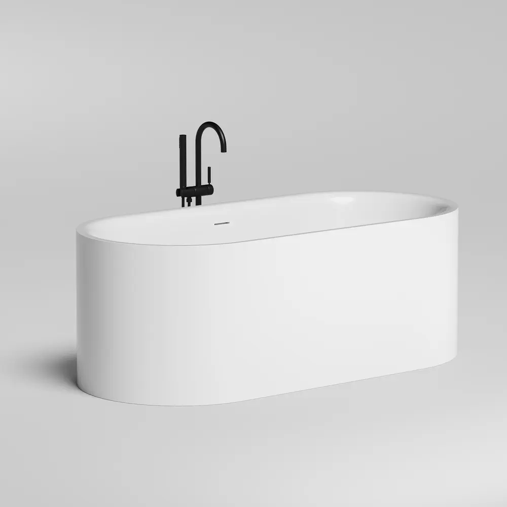 Ванна из литьевого мрамора Salini Perla S-Sense 170x80 1049101G отдельностоящая, белая глянцевая