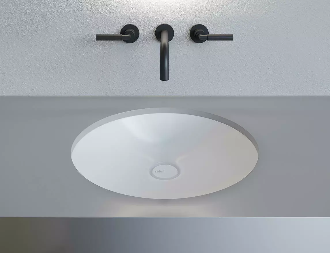 Раковина встраиваемая снизу Salini Marea 08 S-Stone 42 см 1802208M из искусственного камня, белая матовая