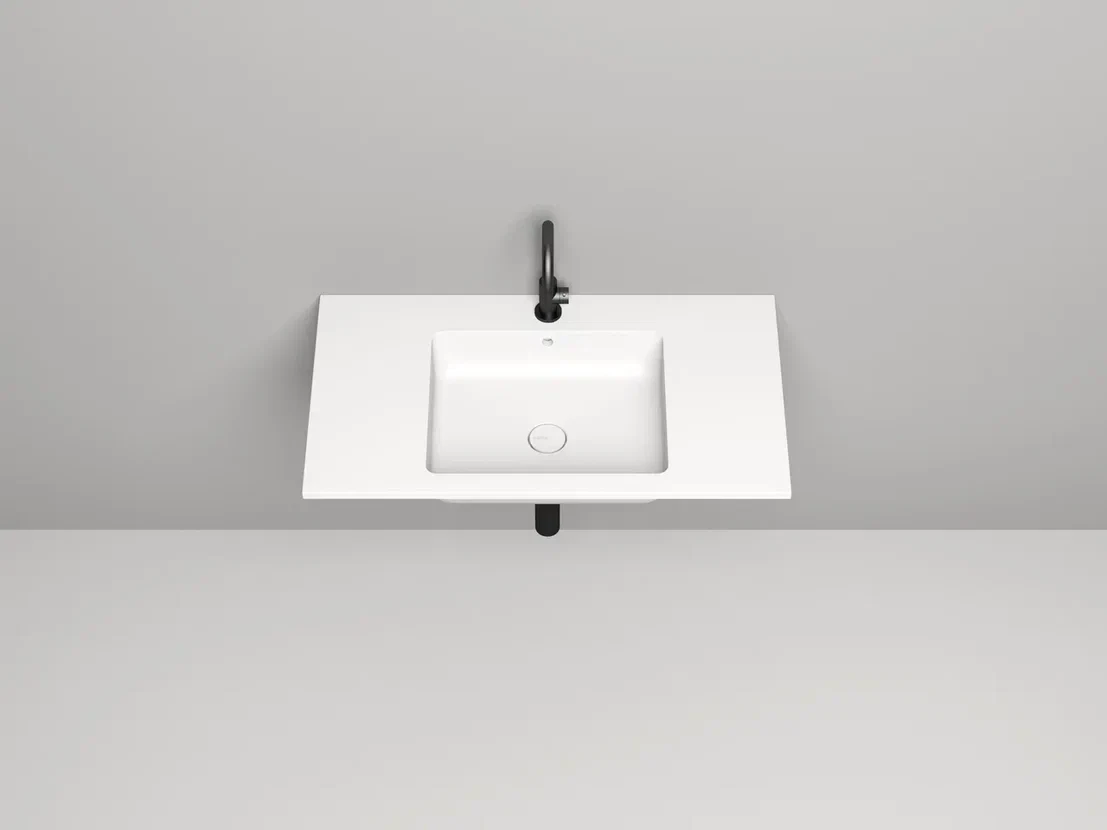 Раковина подвесная Salini Onda S-Stone 80 см 1402201M из искусственного камня, белая матовая, с донным клапаном