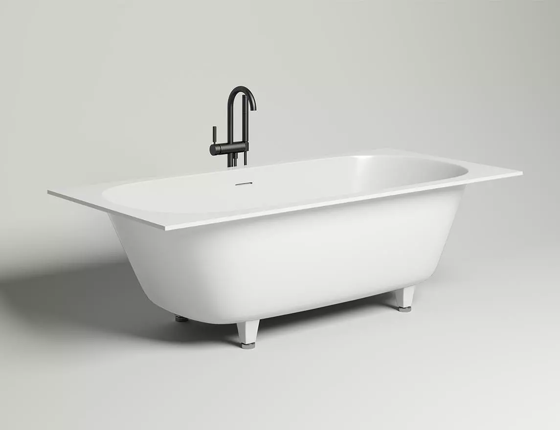 Ванна из литьевого мрамора Salini Ornella Axis Kit S-Sense 190х90 103512G белая глянцевая, встраиваемая