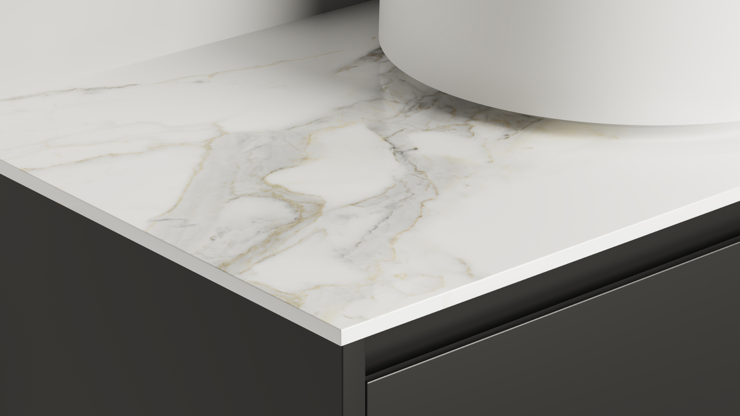 Столешница 1000 мм GRES Керамогранит CALACATA MICHELANGELO Глянцевая KM100.50.1.155
