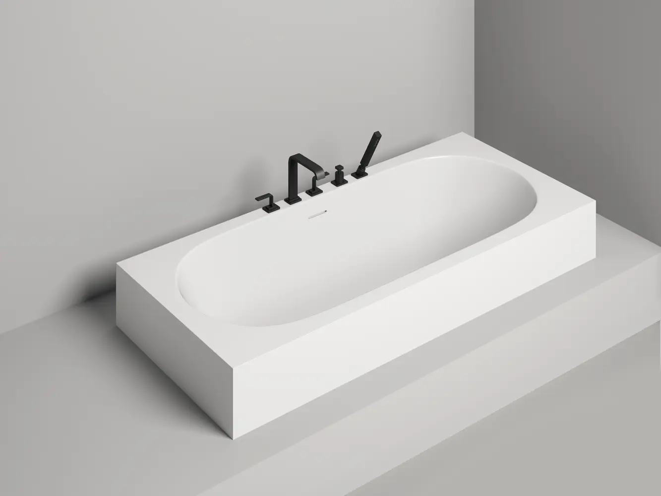 Ванна из литьевого мрамора Salini Ornella Axis Kit S-Sense 180х80 103511G белая глянцевая, встраиваемая