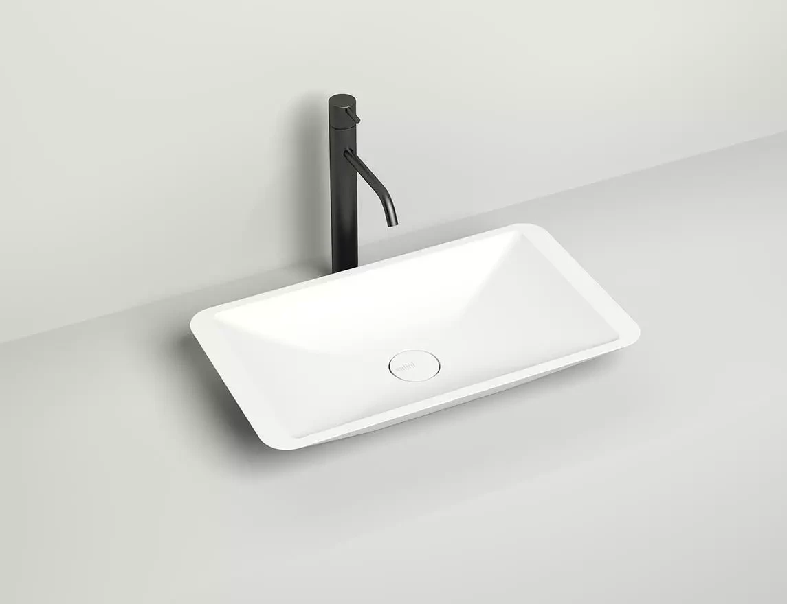 Раковина накладная Salini Callista 03 S-Sense 57 см 1101107G из литьевого мрамора, глянцевая белая