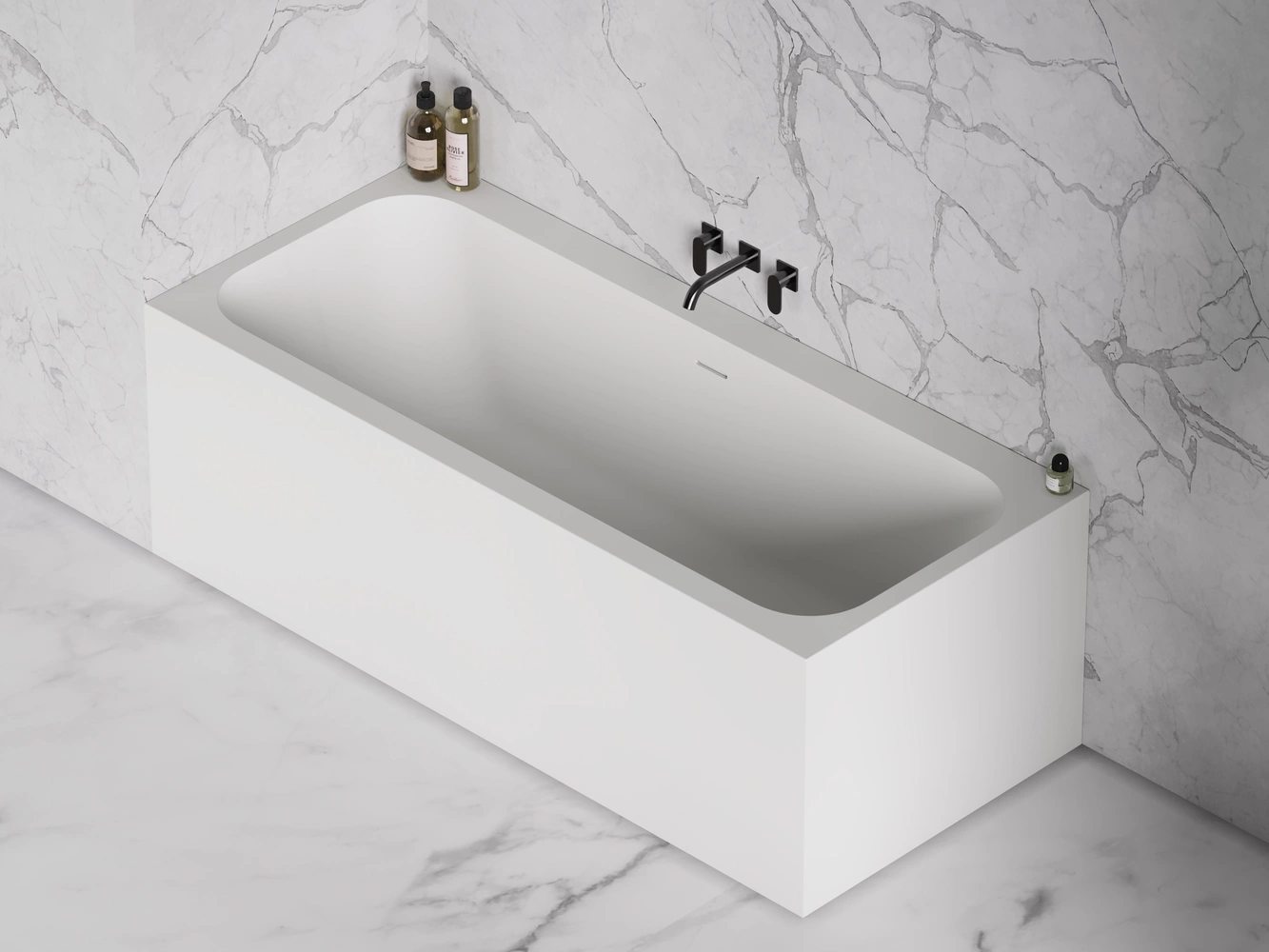 Ванна из литьевого мрамора Salini Orlanda Axis Kit 170x75 103313G S-Sense белая глянцевая