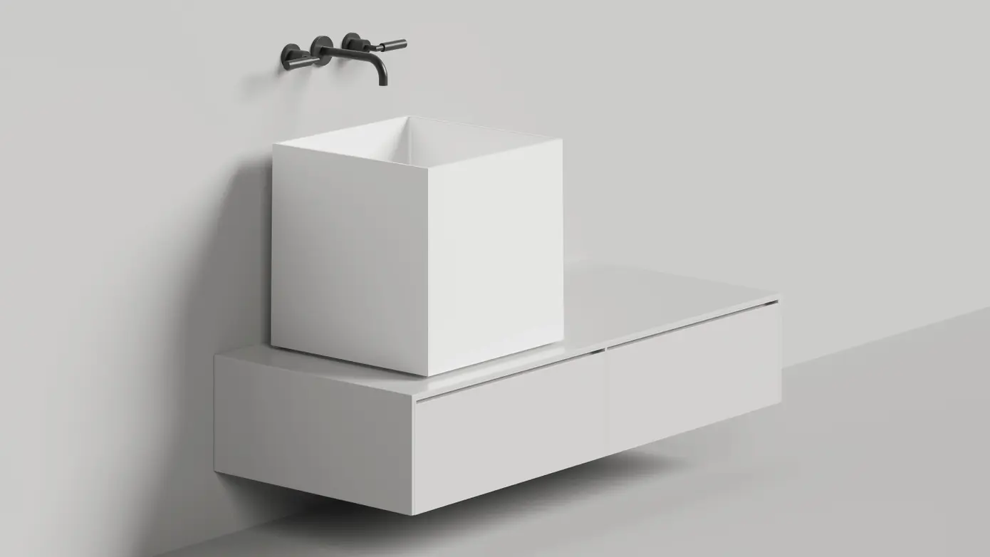 Раковина накладная Salini Armonia Square 03 S-Stone 130523M белая матовая