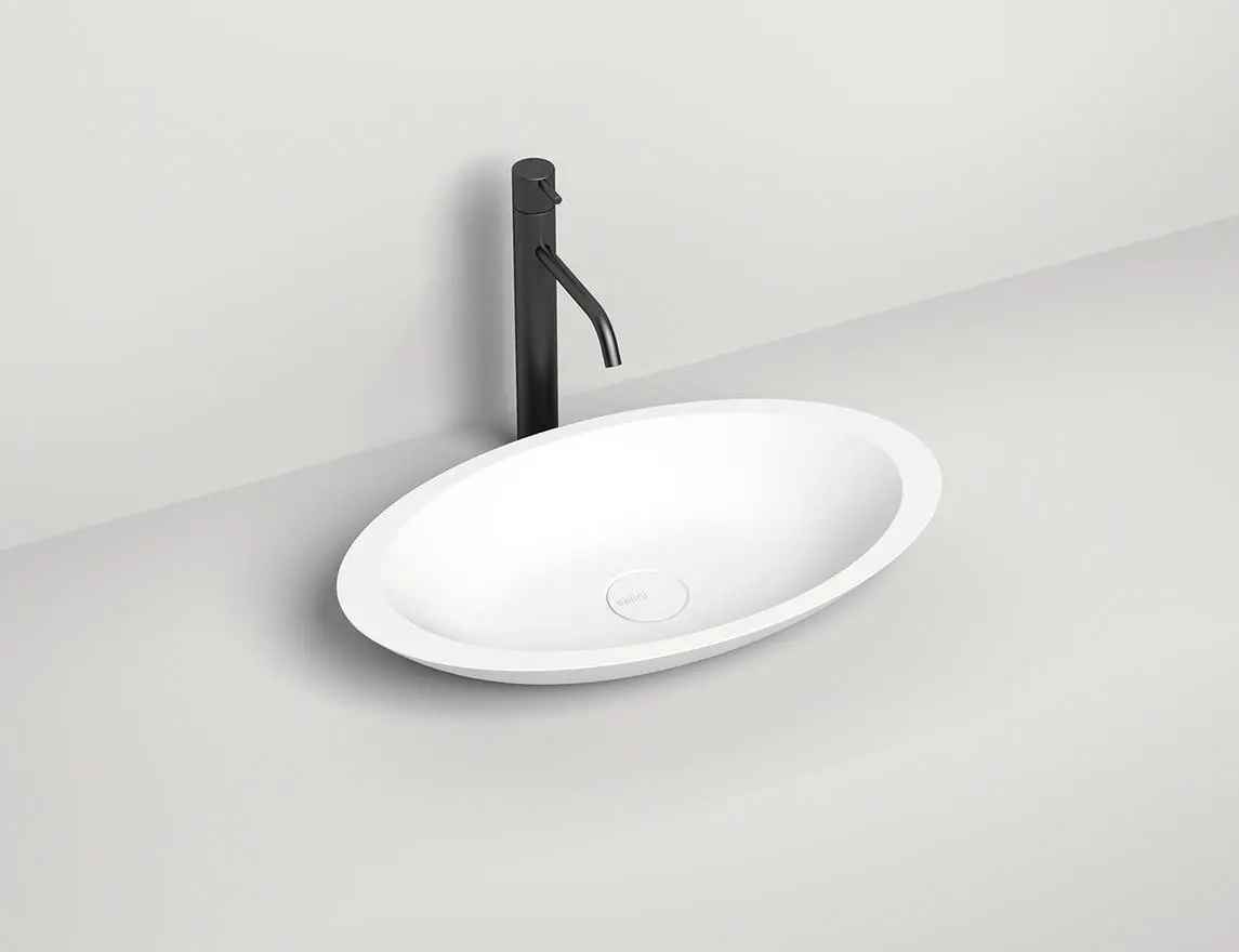 Раковина накладная Salini Callista 02 S-Sense 57 см 1101102G из литьевого мрамора, глянцевая белая