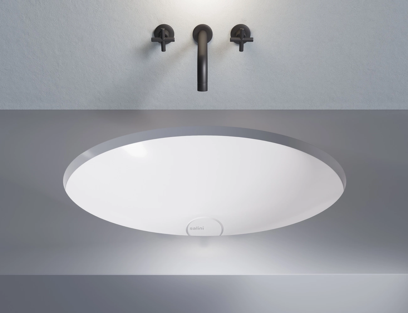 Раковина встраиваемая снизу Salini Marea 11 S-Stone 55 см 1802211M из искусственного камня, белая матовая