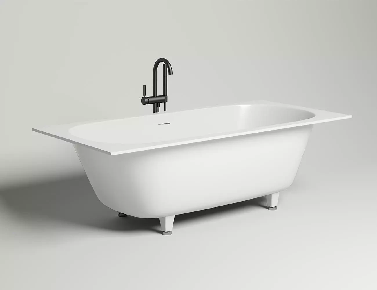 Ванна из литьевого мрамора Salini Ornella Axis Kit S-Sense 190х90 103512G белая глянцевая, встраиваемая