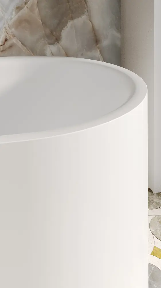 Ванна из литьевого мрамора Salini Perla S-Sense 170x80 1049101G отдельностоящая, белая глянцевая