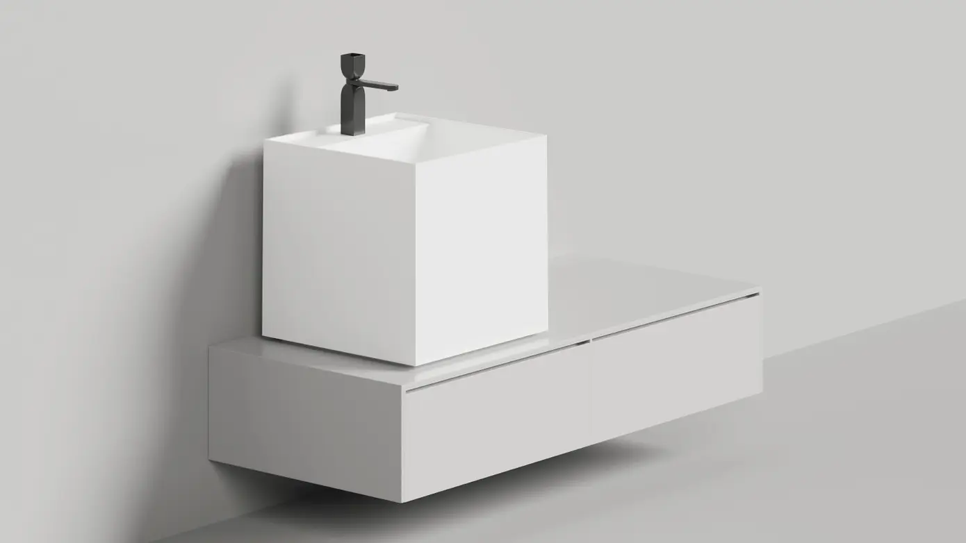 Раковина накладная Salini Armonia Square Top 03 S-Sense 130513TG белая глянцевая, без отверстия под смеситель