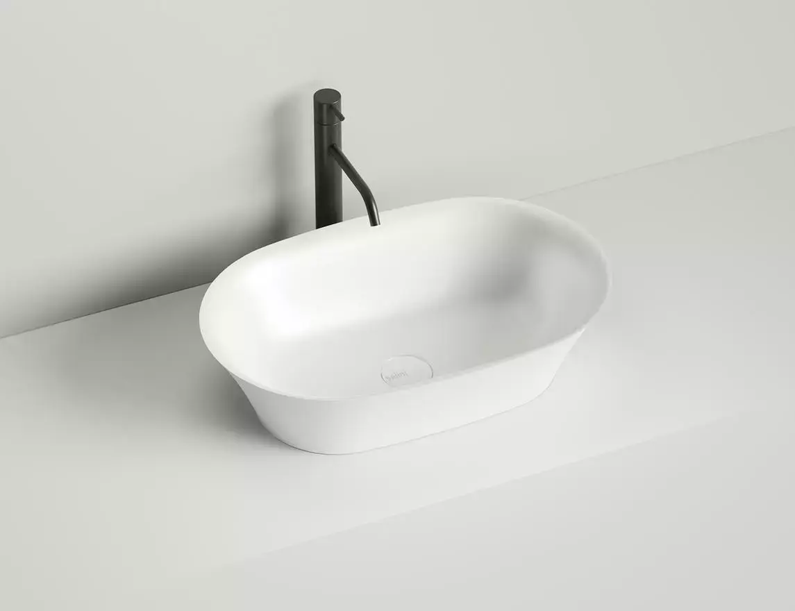 Раковина накладная Salini Mona S-Sense 60 см 110811G из литьевого мрамора, белая глянцевая