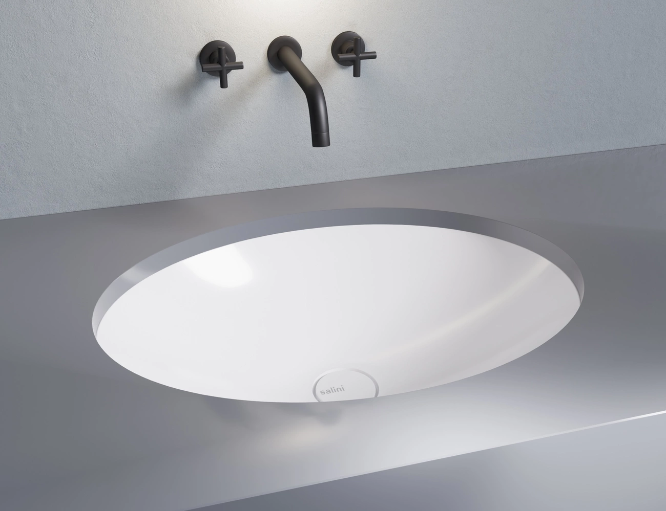 Раковина встраиваемая снизу Salini Marea 11 S-Stone 55 см 1802211M из искусственного камня, белая матовая