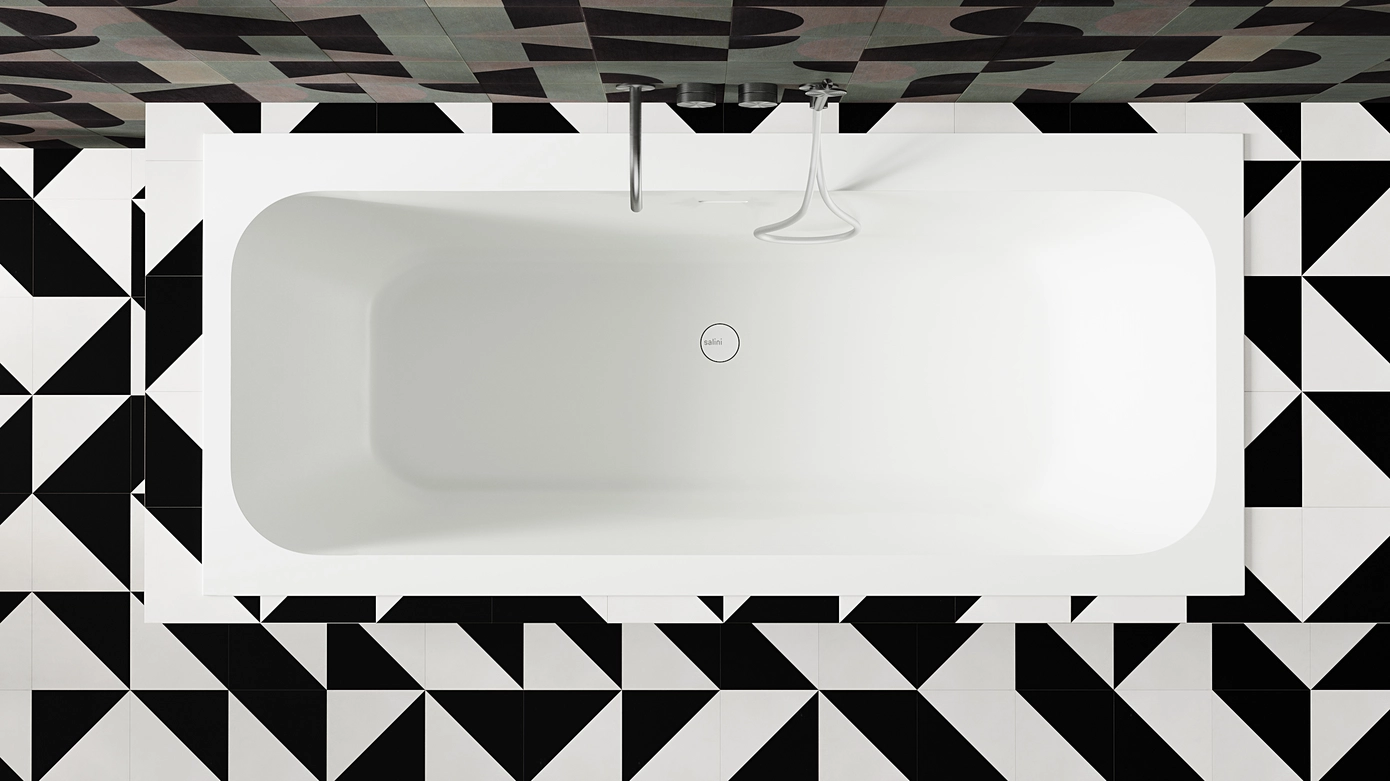 Ванна из литьевого мрамора Salini Orlanda Axis Kit 170x75 103313G S-Sense белая глянцевая