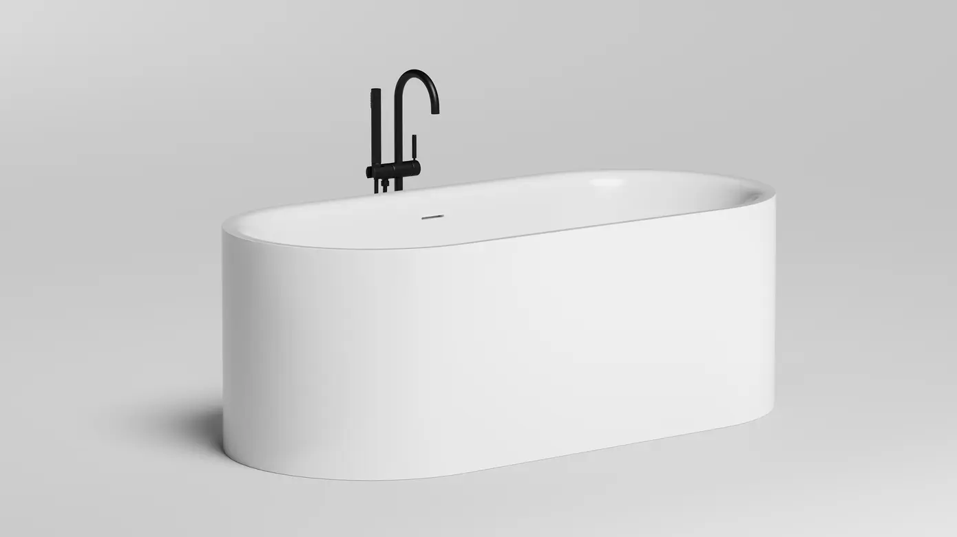 Ванна из литьевого мрамора Salini Perla S-Sense 170x80 1049101G отдельностоящая, белая глянцевая