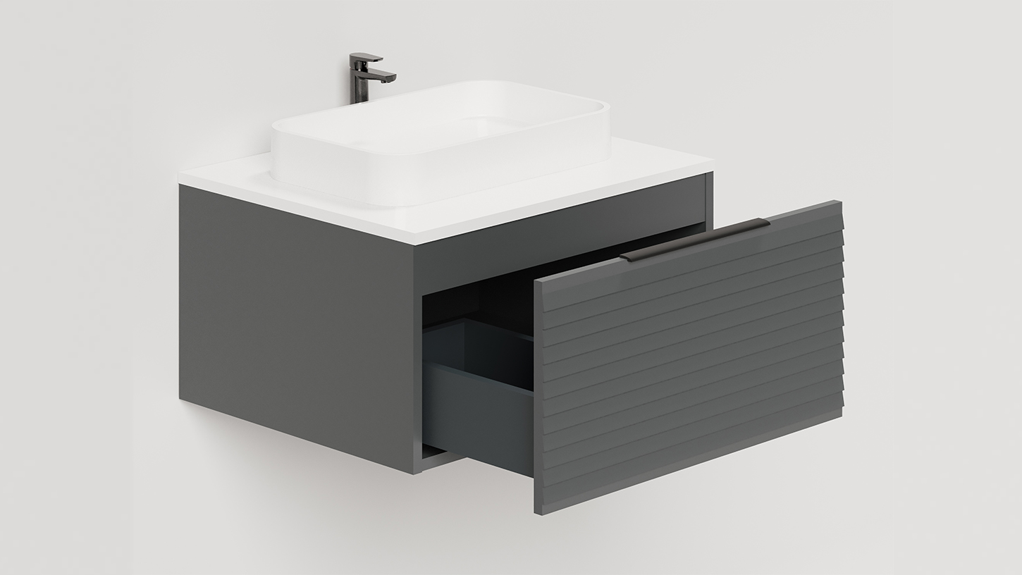 Тумба подвесная TOUCH 60х50х32 см, матовая эмаль Anthracite T600H1A