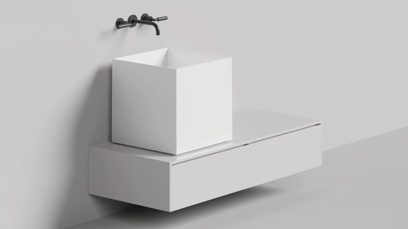 Раковина накладная Salini Armonia Square 03 S-Sense 130513G белая глянцевая