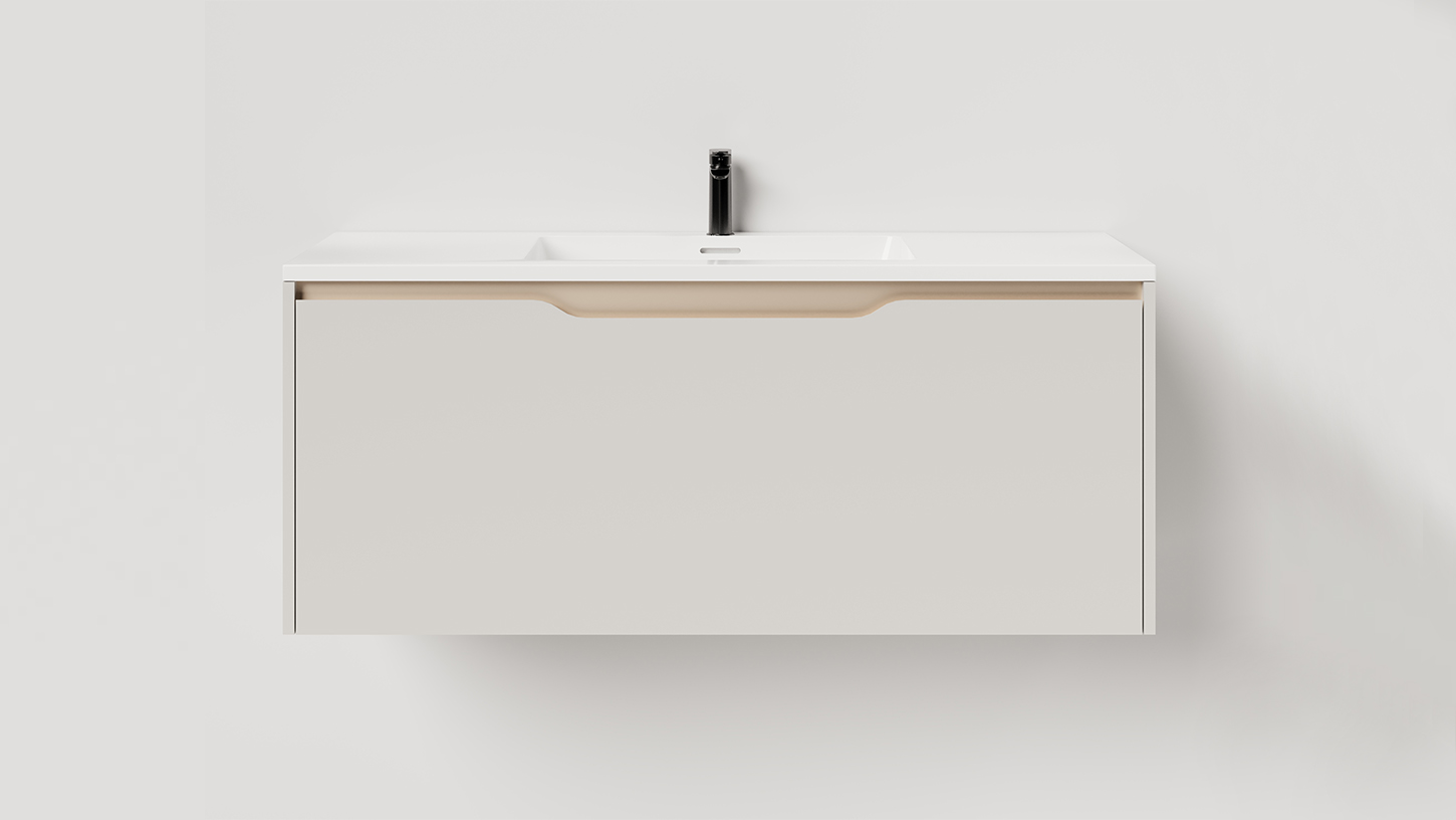 Тумба подвесная SMILE 100х50 МДФ эмаль Сreamy	 S1000C