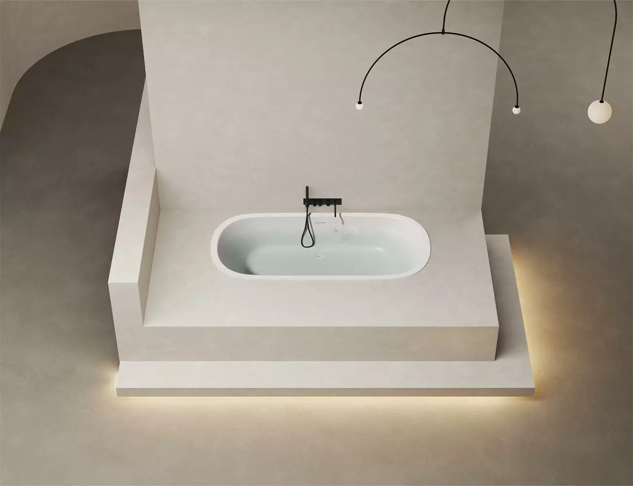 Ванна из литьевого мрамора Salini Ornella Axis Kit S-Sense 190х90 103512G белая глянцевая, встраиваемая