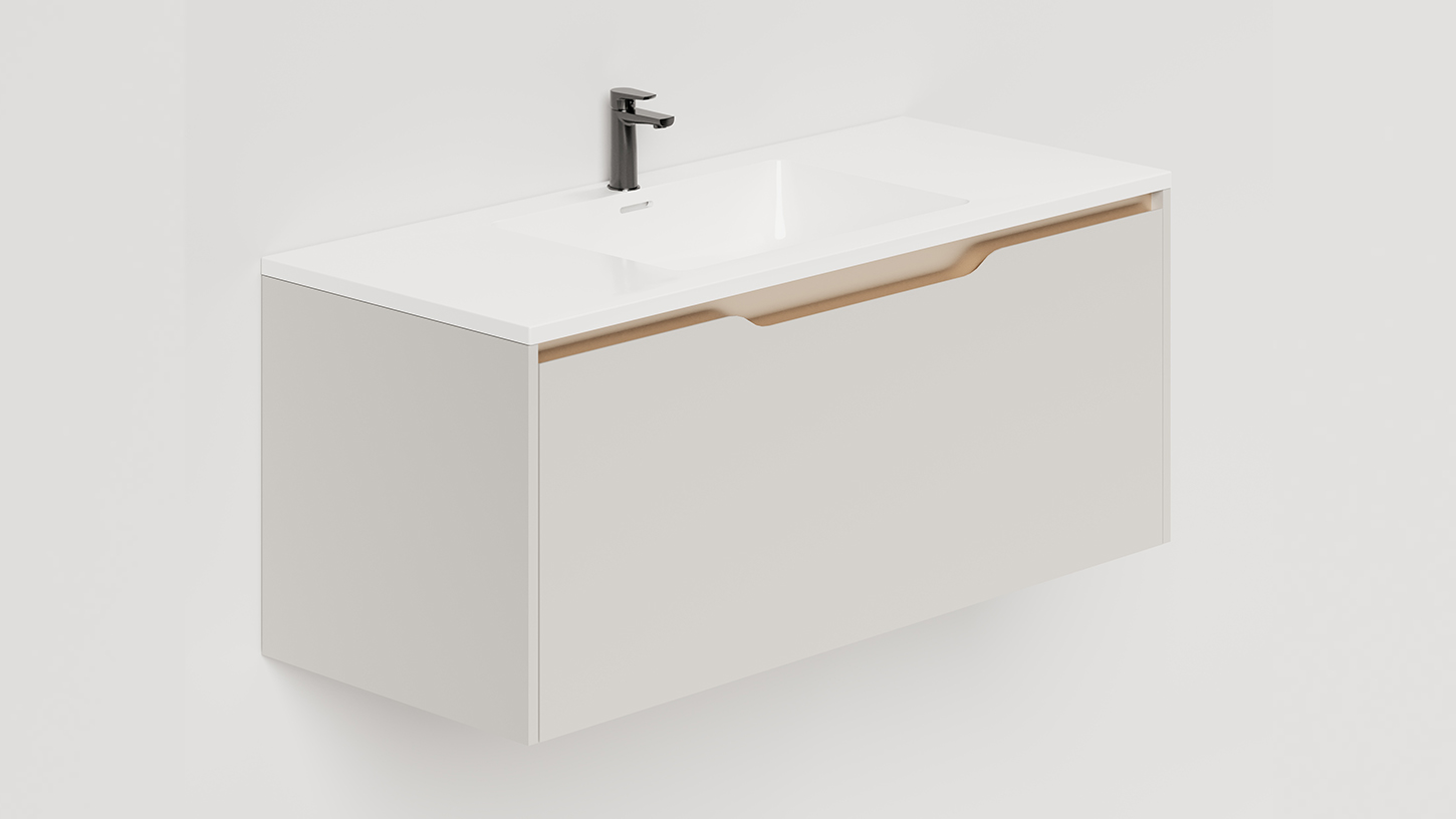 Тумба подвесная SMILE 100х50 МДФ эмаль Сreamy	 S1000C