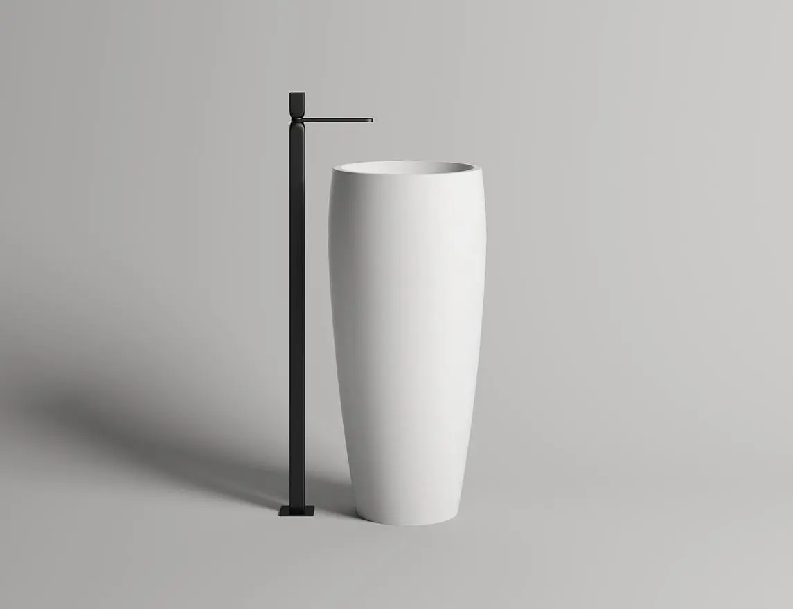 Раковина напольная Salini Armonia 03 S-Sense 47 см 130113G из литьевого мрамора, глянцевая белая c донным клапаном