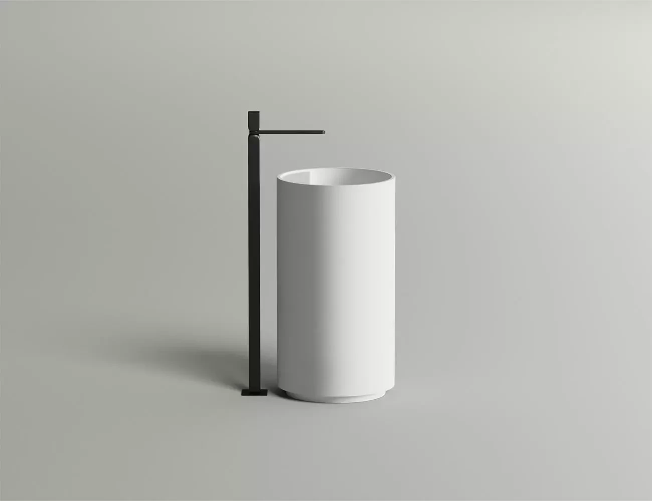 Раковина напольная Salini Armonia Top 01 S-Stone 45 см 130124M из искусственного камня, матовая белая, с донным клапаном, без