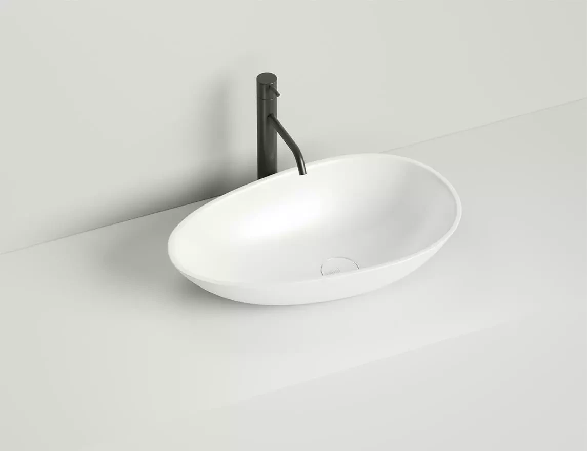 Раковина накладная Salini Paola S-Sense 58 см 101101G из литьевого мрамора, глянцевая белая