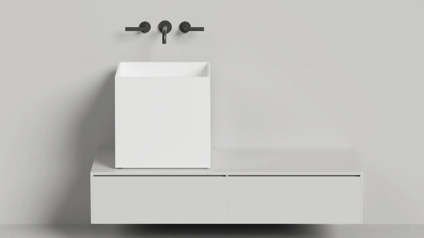 Раковина накладная Salini Armonia Square 03 S-Sense 130513G белая глянцевая